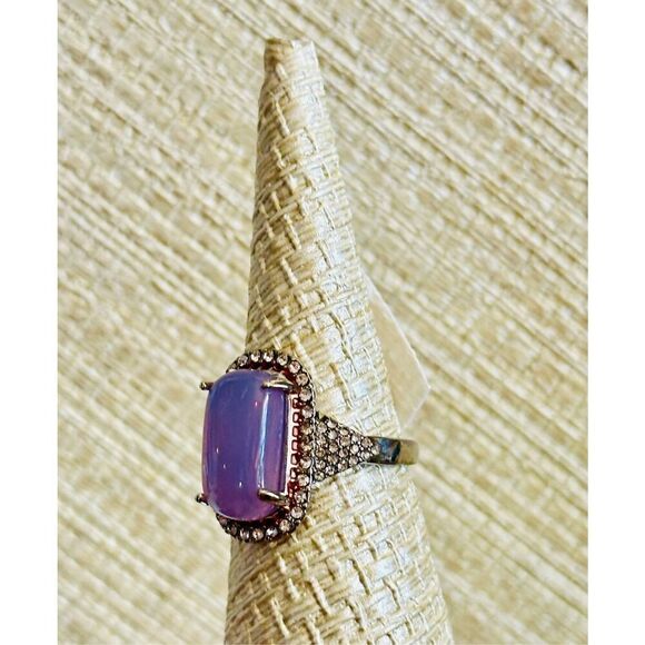 HUGE Crystal Zircon Ring Rose Gold and White Zircon Ring - Picture 11 of 14